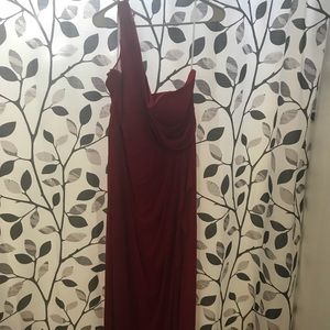 Red one shoulder formal dress